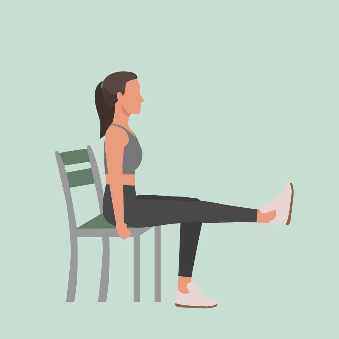 坐姿腿部伸直再腳尖向上運動-舒緩膝頭痛